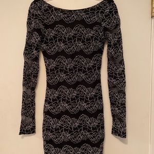 black mesh body con lace dress